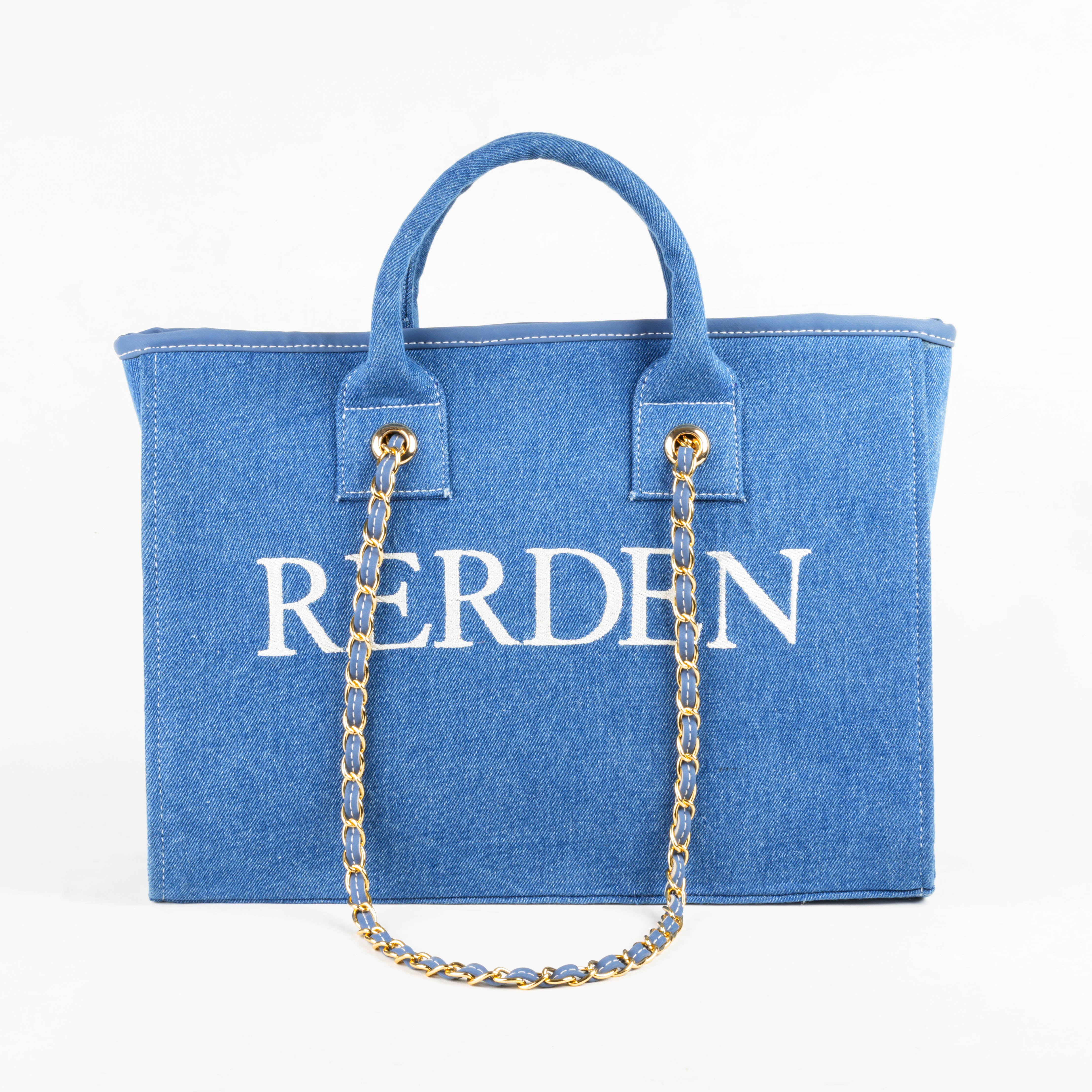 Rerden Azure Chain Denim Tote Bags