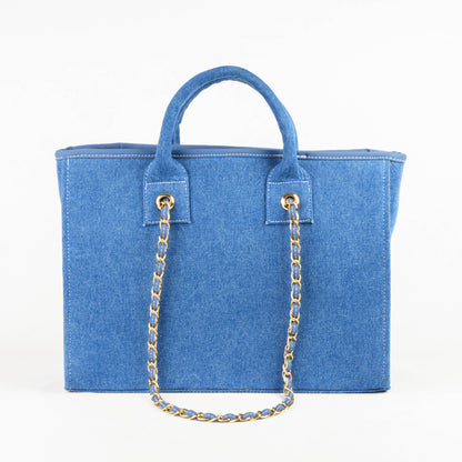 Rerden Azure Chain Denim Tote Bags