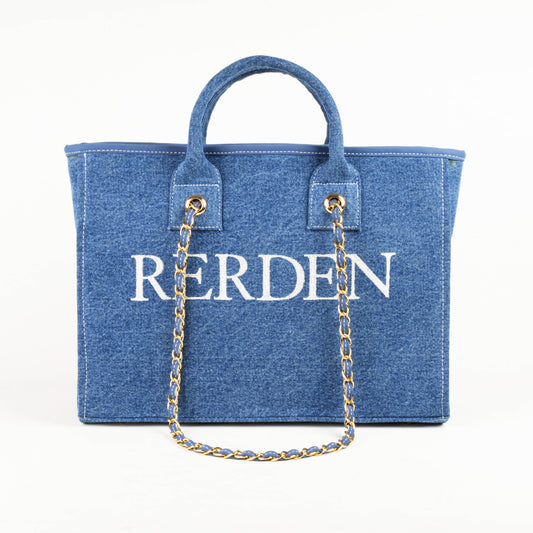 Rerden Indigo Crest Denim Tote Bag