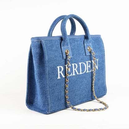 Rerden Indigo Crest Denim Tote Bag